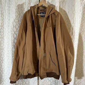 Carhartt 0J3371-M Tan Hooded Insulated Full Swing Zip Jacket Loose Fit 4XL Tall